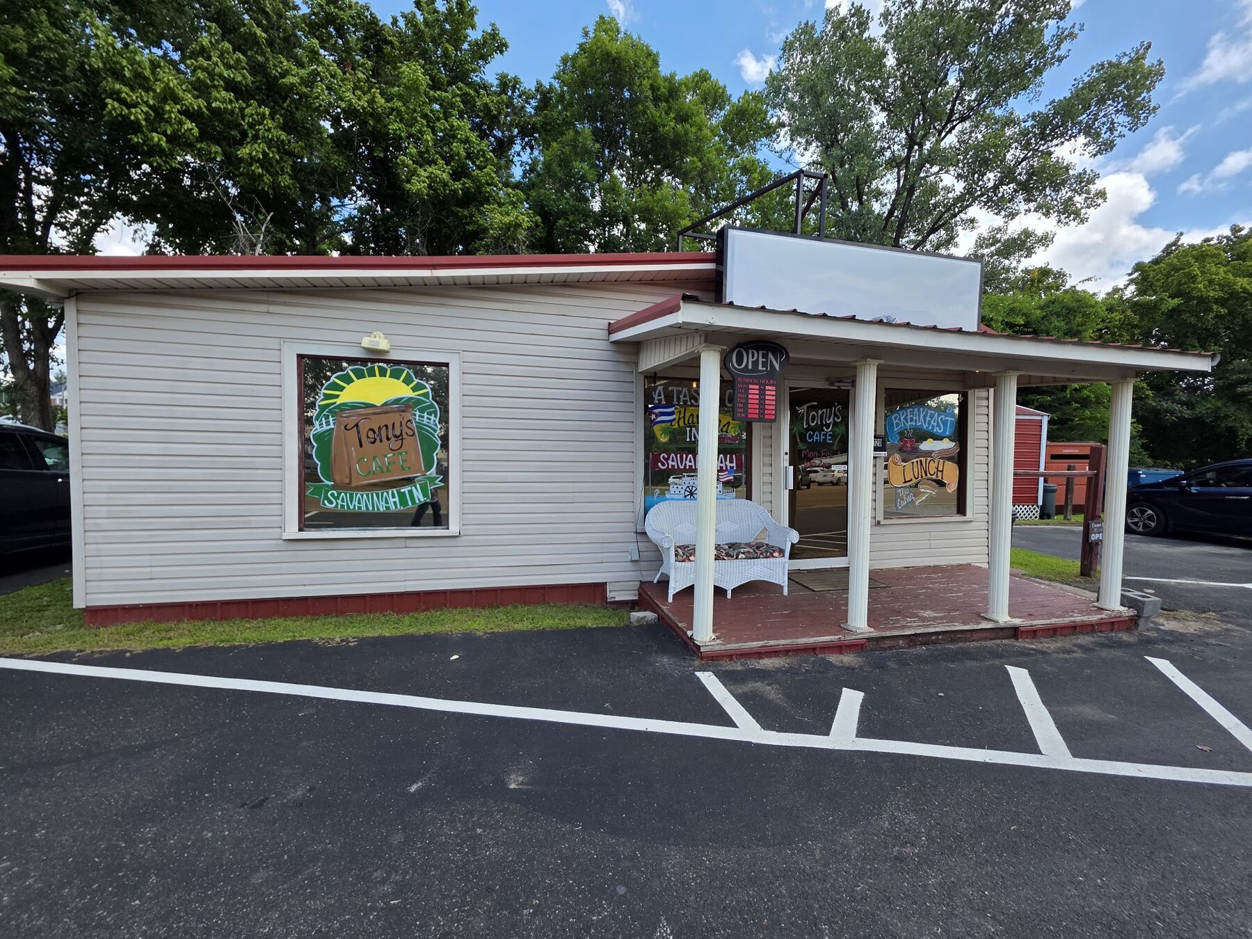 Tony's Cafe storefront on Water Street in Savannah, TN